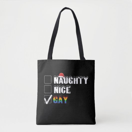 Stoute Nette Homoregenboog Pride LGBT Kerstcadeau Tote Bag (Voorkant)