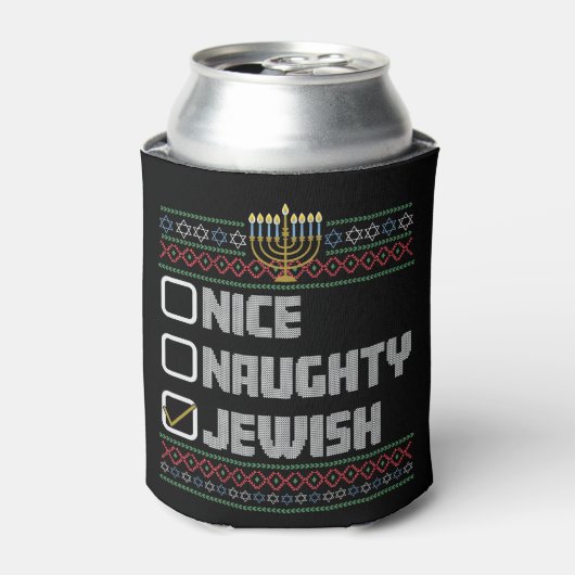 Stoute Nette Joodse Kerstman Lelijke Kerst Hanukka Blikjeskoeler (Blikje Voorkant)