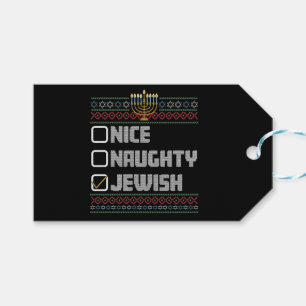 Stoute Nette Joodse Kerstman Lelijke Kerst Hanukka Cadeaulabel