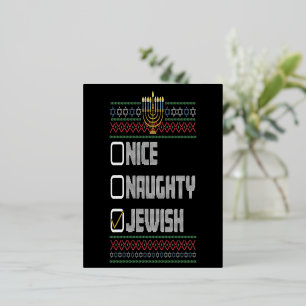 Stoute Nette Joodse Kerstman Lelijke Kerst Hanukka Folie Feestdagen Briefkaart