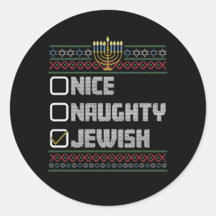 Stoute Nette Joodse Kerstman Lelijke Kerst Hanukka Ronde Sticker