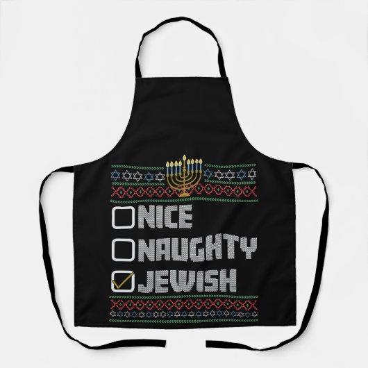 Stoute Nette Joodse Kerstman Lelijke Kerst Hanukka Schort (Voorkant)