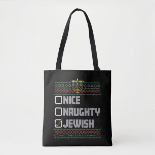 Stoute Nette Joodse Kerstman Lelijke Kerst Hanukka Tote Bag