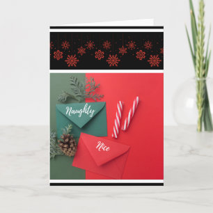 Stoute Nette Kerst Kerststok Sneeuwvlokken Feestdagen Kaart