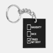 Stoute Nette Lijst Geprobeerd Mijn Best Santa Grap Sleutelhanger (Voorkant Links)