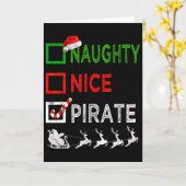Stoute Nette Piraat Kerst Pyjama Grappige Kerstman Kaart (Gele Bloem)
