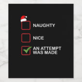 Stoute Nette Poging Gemaakt Grappige Kerstlijst Wijn Etiket (Enkel label)