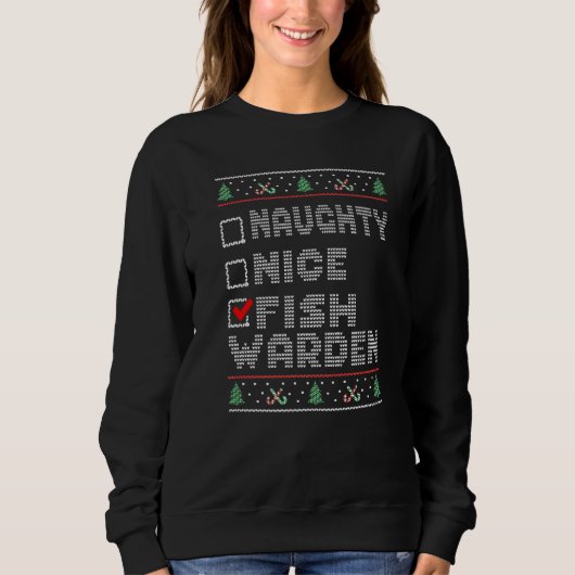 Stoute Nette Vis Controle Matching Kerst Groep  Trui (Voorkant)