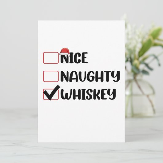 Stoute Nette Whisky Kerstman Kerstlijst Kaart (Staand voorkant)