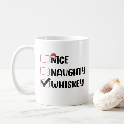 Stoute Nette Whisky Kerstman Kerstlijst Koffiemok (Met donut)