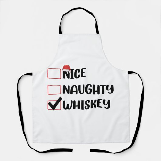 Stoute Nette Whisky Kerstman Kerstlijst Schort (Voorkant)