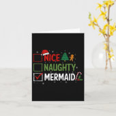 Stoute Nette Zeemeermin Kerstpyjama Kerstman Kaart (Gele Bloem)