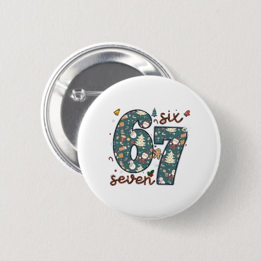 Stoute Nette Zes Zeven 67 Brainrot Kerstmis Ronde Button 5,7 Cm (Voorkant /achterkant)