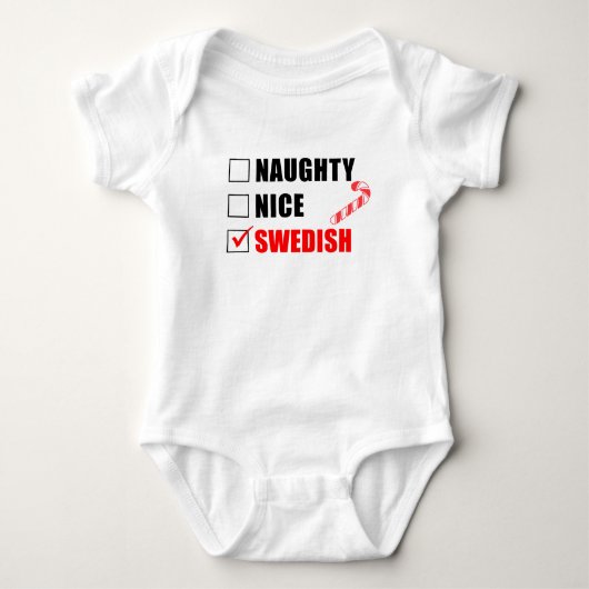 Stoute Nette Zweedse Kerstman Lijst Baby Body Romper (Voorkant)