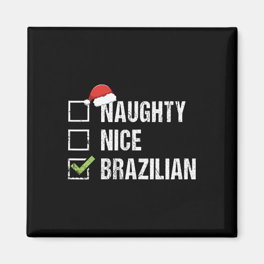 Stoute Nice Braziliaanse Santa Hat Kerstmis Magneet (Voorkant)