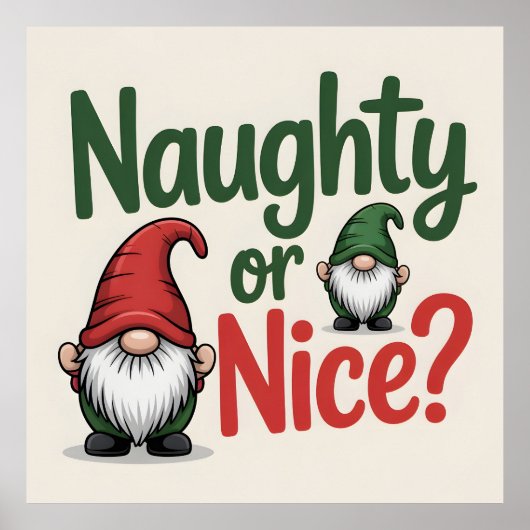 Stoute of Braaf Kerst Grafisch: Schattige Gnomes Poster (Voorkant)