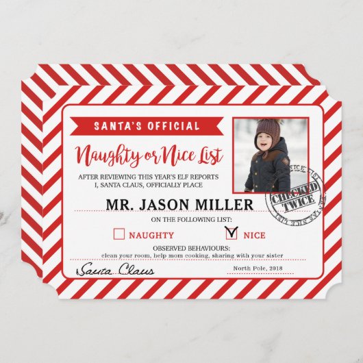 Stoute of Braaf Kerstman persoonlijke brief Kaart (Voorkant / Achterkant)