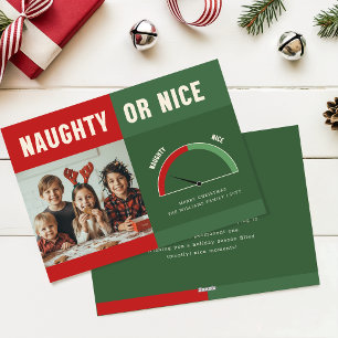 Stoute of Braaf Lijst Grappige Kinderen Foto Kerst Feestdagenkaart