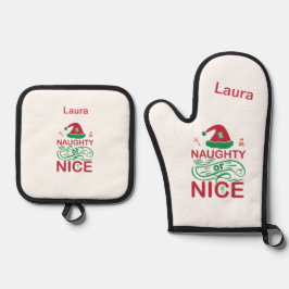 Stoute of Brave Kerstkikkers met Sinterklaas Ontwe Ovenwant & Pannenlap Set