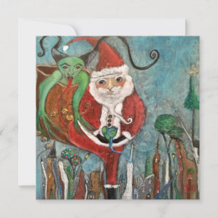 Stoute of Brave Sint en Krampus Kunst Kerstkaart