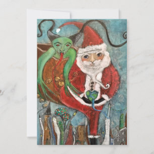 Stoute of Brave Sint en Krampus Kunst Kerstkaart