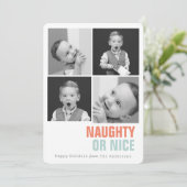 Stoute of leuke eenvoudige 4 foto's vakantie feestdagenkaart (Staand voorkant)