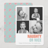 Stoute of leuke eenvoudige 4 foto's vakantie feestdagenkaart (Voorkant / Achterkant)