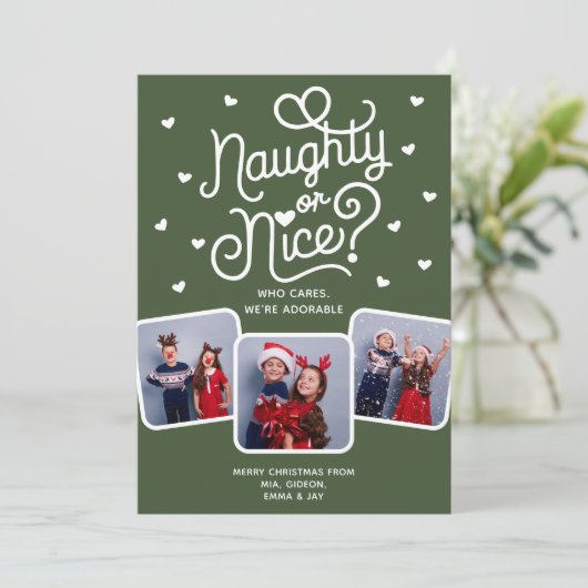 Stoute of Leuke Grappige Schattigee broer of zus F Feestdagenkaart (Staand voorkant)