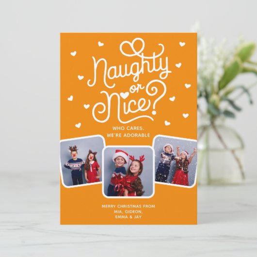 Stoute of Leuke Grappige Schattigee broer of zus F Feestdagenkaart (Staand voorkant)