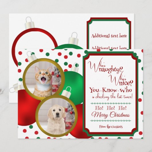 Stoute of leuke kerst flat vakantie Kaart (Voorkant / Achterkant)