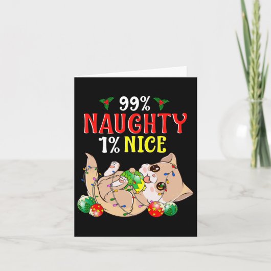 Stoute of leuke kerstkat Grappige Humor 1 Kaart (Voorkant)