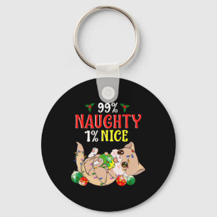 Stoute of leuke kerstkat Grappige Humor 1 Sleutelhanger