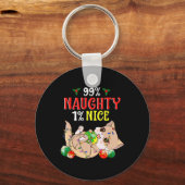 Stoute of leuke kerstkat Grappige Humor 1 Sleutelhanger (Voorkant)