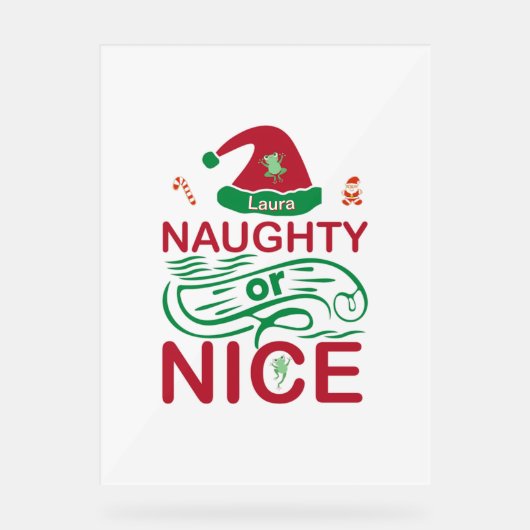 Stoute of leuke kerstkikkers met Santa Design Acryl Bord (Voorkant)