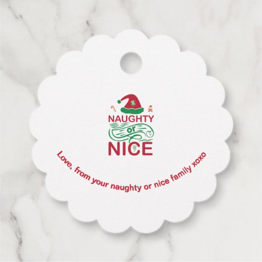 Stoute of leuke kerstkikkers met Santa Design Bedankjes Labels (Achterkant)