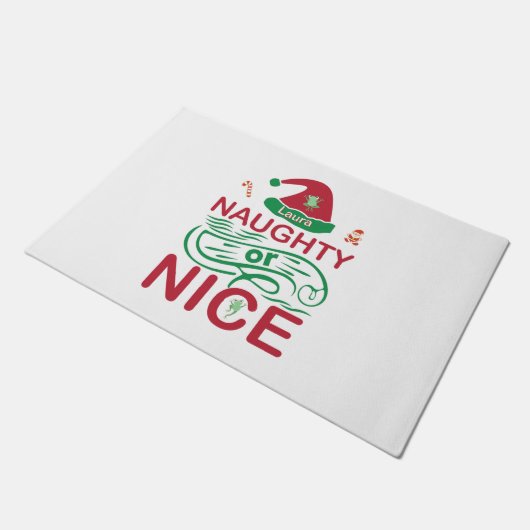 Stoute of leuke kerstkikkers met Santa Design Deurmat (Schuin)