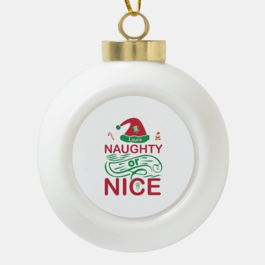Stoute of leuke kerstkikkers met Santa Design Keramische Bal Ornament (Voorkant)