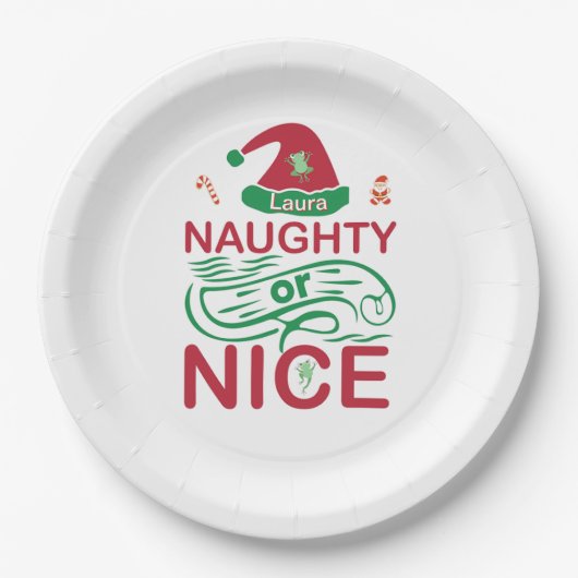 Stoute of leuke kerstkikkers met Santa Design Papieren Bordje (Voorkant)