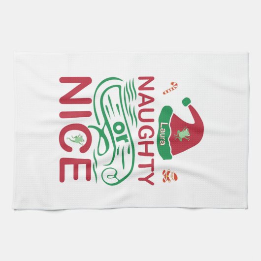 Stoute of leuke kerstkikkers met Santa Design Theedoek (Horizontaal)