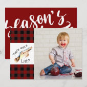 Stoute of leuke lijst Red Plaid Seizoenen Groeten Feestdagenkaart (Voorkant / Achterkant)