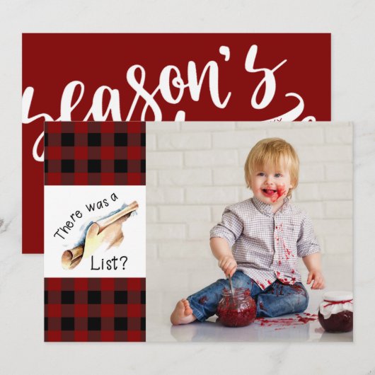 Stoute of leuke lijst Red Plaid Seizoenen Groeten Feestdagenkaart (Voorkant / Achterkant)