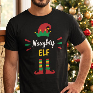 Stoute Ondeugende Elf Matching Groep Kerstmis T-shirt