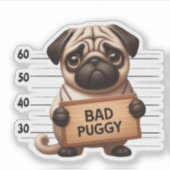 Stoute Pug Sticker (Voorkant)