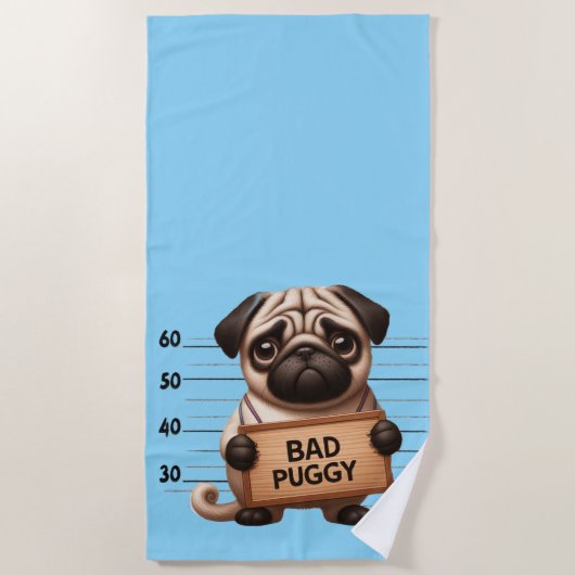 Stoute Pug Strandlaken (Voorkant)