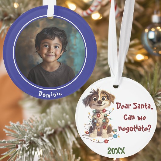 Stoute Puppy Kerstman Onderhandelingen Ornament