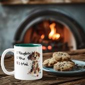 Stoute Puppy Santa Checklist Rood Tweekleurige Koffiemok