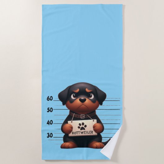 Stoute Rottweiler Strandlaken (Voorkant)