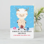 Stoute schapen rendieren breien haakkerst feestdagenkaart (Staand voorkant)