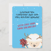 Stoute schapen rendieren breien haakkerst feestdagenkaart (Achterkant)