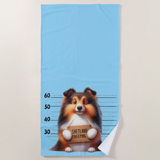 Stoute Shetland Sheepdog Strandlaken (Voorkant)